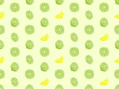 Seamless bright spring pattern with lemon and  circle. Stock Illustration