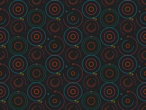 Seamless bright spring pattern with  line and  circle. Stock Illustration