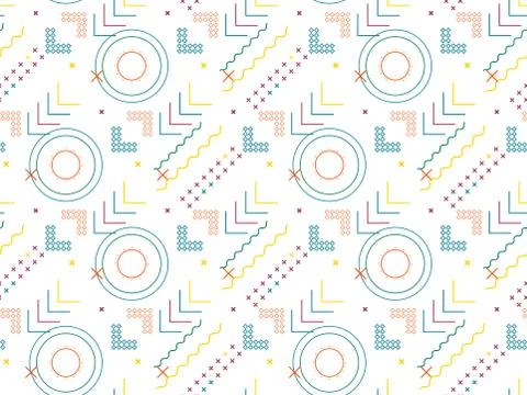 Seamless bright spring pattern with  line and   zigzag. 스톡 일러스트