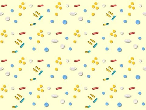 Seamless bright spring pattern with  medicine and   pills. Stock Illustration