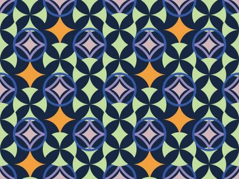 Seamless bright spring pattern with  mosaic and   ornament. 스톡 일러스트