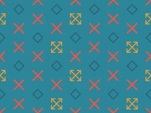 Seamless bright spring pattern with  ornament and   square. 스톡 일러스트