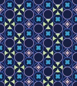 Seamless bright spring pattern with  ornament and   geometry. 스톡 일러스트