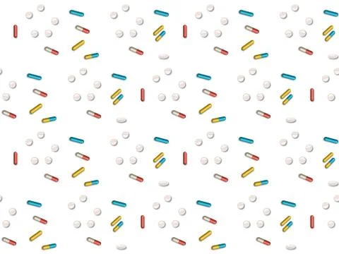 Seamless bright spring pattern with  pills and   pills. Stock Illustration