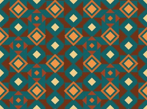 Seamless bright spring pattern with  square and   ornament. 스톡 일러스트