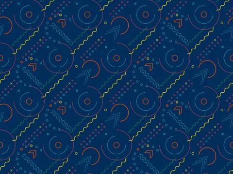 Seamless bright spring pattern with  straight lines and   zigzag. 스톡 일러스트