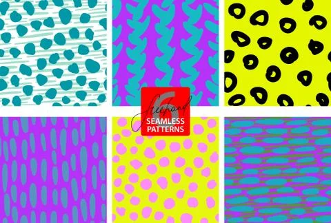 Seamless bright youth patterns drawn by hand Illustrazione stock