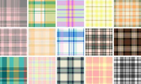 Seamless British tartan pattern pack for lumberjack fashion. Vector designs i 库存插图