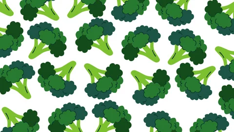 Seamless Broccoli Pattern Motion Graphic Background Fresh Green Vegetable An Stock Footage 346257829