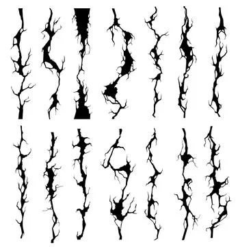 Seamless broken wall crack, cleft and crackle set Stock Illustration
