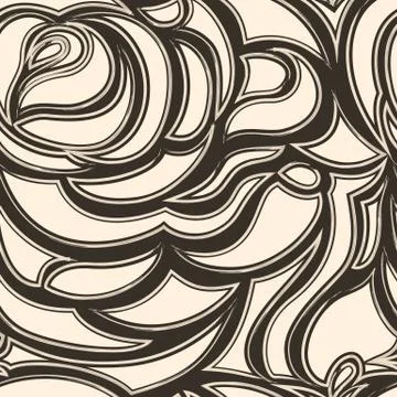 Seamless brown beige pattern from abstract elements or leaves and flowers. Stock Illustration