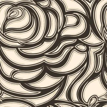 Seamless brown beige pattern from abstract elements or leaves and flowers. Stock Illustration