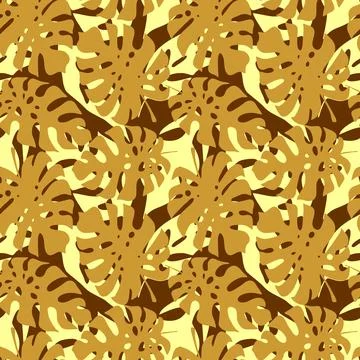 Seamless brown-beige pattern from the contours of tropical leaves, texture,.. 스톡 일러스트