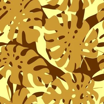 Seamless brown-beige pattern from the contours of tropical leaves, texture,.. Stock-Illustration