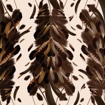 Seamless brown feather pattern.Natural background. - illustration Stock Illustration