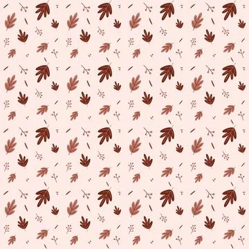 Seamless Brown Leaf Floral Pattern Stockillustratie