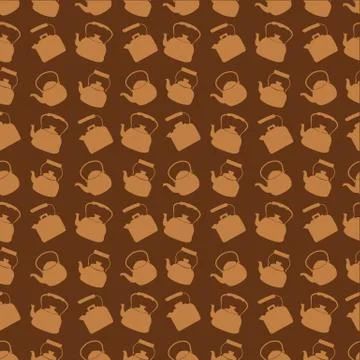 Seamless Brown Pattern with Kettle Stock Illustration