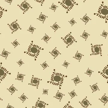 Seamless brown patterns on a beige background Stock Illustration