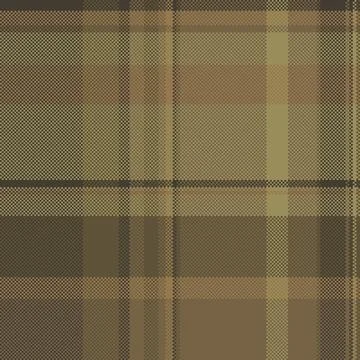 This seamless brown plaid pattern features a sophisticated pixelated aestheti Stock Illustration