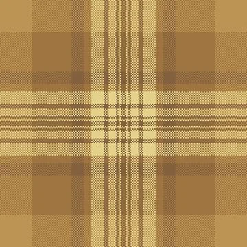 A seamless brown plaid pattern featuring a sophisticated pixelart texture. Th Stock Illustration