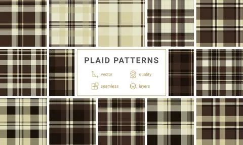 This seamless brown plaid tartan pattern exudes a classic, rustic charm. Idea 스톡 일러스트