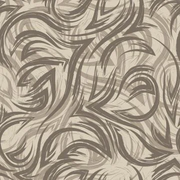 Seamless brown vector texture from the corners of smooth lines and waves on a Stock-Illustration