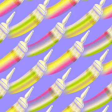 Seamless brush pattern with colorful brush strokes gradient lilac background Stock Illustration