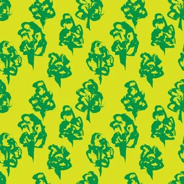 Seamless brush pattern with trees. Hand drawn grunge ink background. Vector 스톡 일러스트