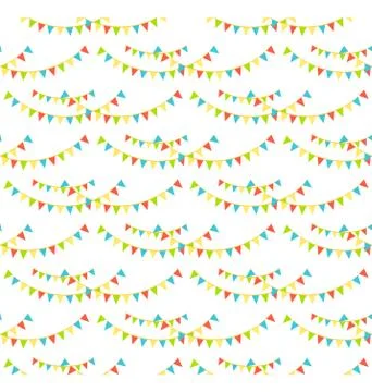 Seamless buntings flags pattern isolated on white Stock Illustration