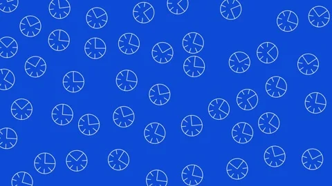 Seamless Business Strategy Pattern with Chess Knight and Clock Icons on Blue Stock Footage 345539071