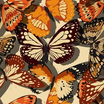 Seamless butterflies retro pattern Stock Illustration
