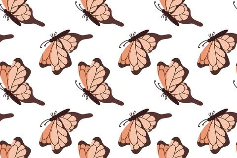 Seamless butterfly pattern. Beautiful summer tropical butterflies. Flat style Stock Illustration