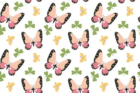 Seamless butterfly pattern. Beautiful summer tropical butterflies. Flat style Stock Illustration