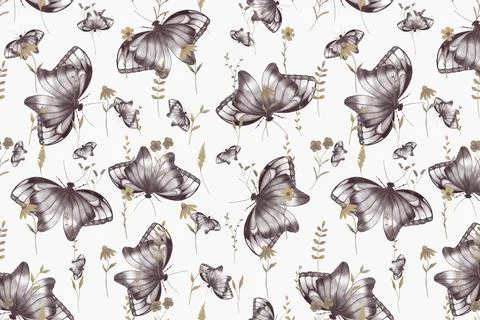 Seamless butterfly pattern cool wallpaper Stock Illustration