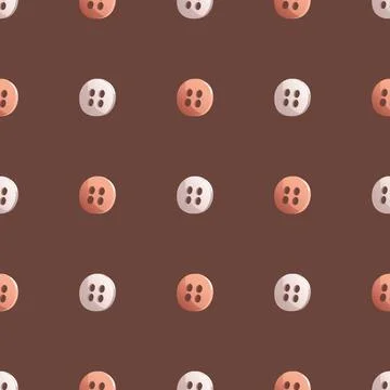 Seamless button pattern on brown background. It is perfect for packaging desi Stock Illustration
