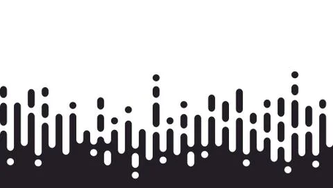 Seamless BW Irregular Round Lines Halftone Pattern Иллюстрация