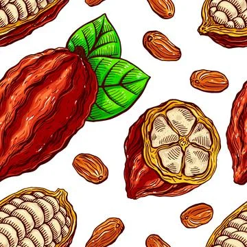 Seamless cacao beans Stock Illustration