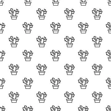 Seamless cactus pattern design for wallpaper and backgrounds Stock Illustration