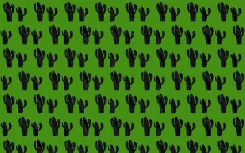 Seamless cactus pattern with green background Illustrazione stock