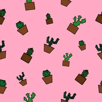Seamless cactus pattern Stock Illustration