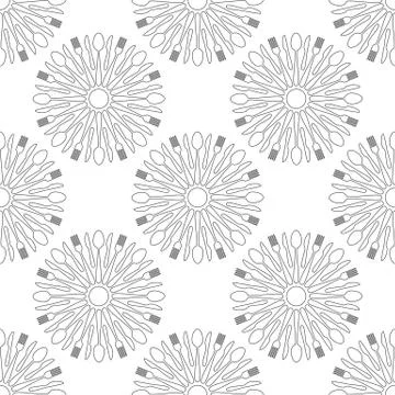 Seamless Cafe Cutlery Pattern Outline Series Stock Illustration