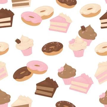 Seamless cake pattern. Stock Illustration