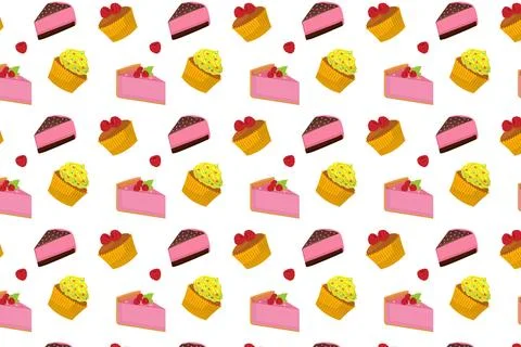 Seamless Cake Pattern Illustration. Stock Illustration