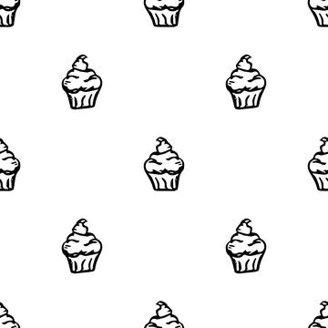 Seamless cake pattern. Sweets and candy background Illustrazione stock
