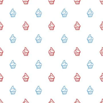 Seamless cake pattern. Sweets and candy background Stock Illustration