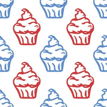 Seamless cake pattern. Sweets and candy background Stock Illustration