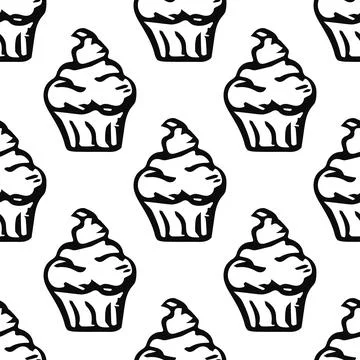 Seamless cake pattern. Sweets and candy background Illustrazione stock
