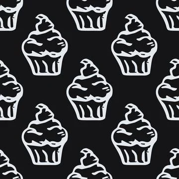 Seamless cake pattern. Sweets and candy background Stock Illustration