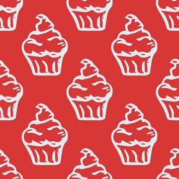 Seamless cake pattern. Sweets and candy background Stock Illustration