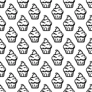 Seamless cake pattern. Sweets and candy background Illustrazione stock